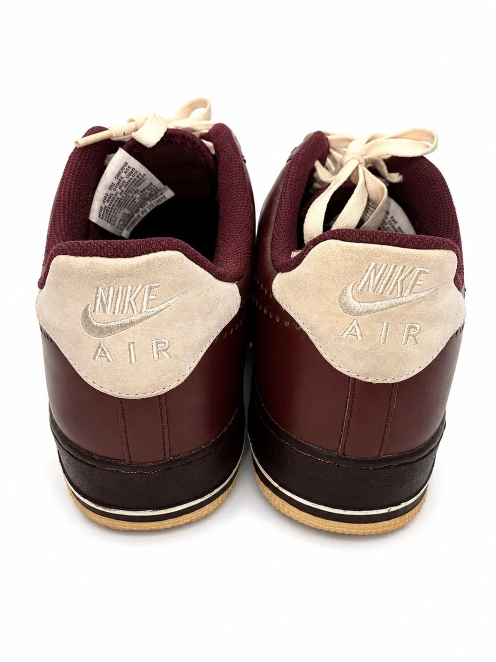 Nike Air Force 1 Low Men’s 13 Burgundy Wine Cream Leather Sneakers
